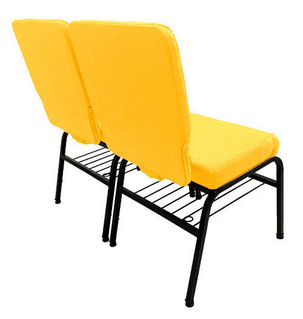 02 Cadeiras para Igrejas c/ Porta Biblía e Porta Cálice Amarelo - Imagem 3