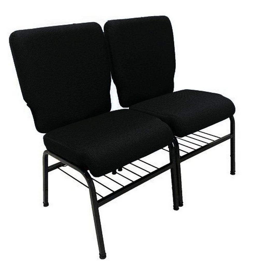 02 Cadeiras para Igrejas c/ Porta Biblía e Porta Cálice Preto - Imagem 2