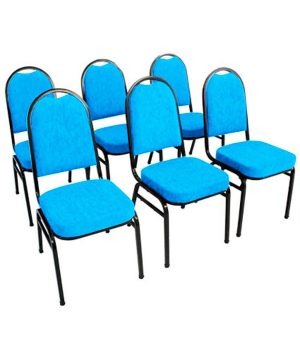 Kit com 6 Cadeiras para Auditórios Linha Hotel Azul