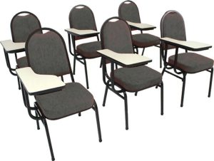 Kit com 6 Cadeiras Universitária para Auditórios Linha Hotel Cinza