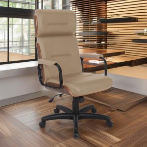 Cadeira Original Eames com Rodinhas Anti Risco para Escritório Linha Capa em Madeira Bege