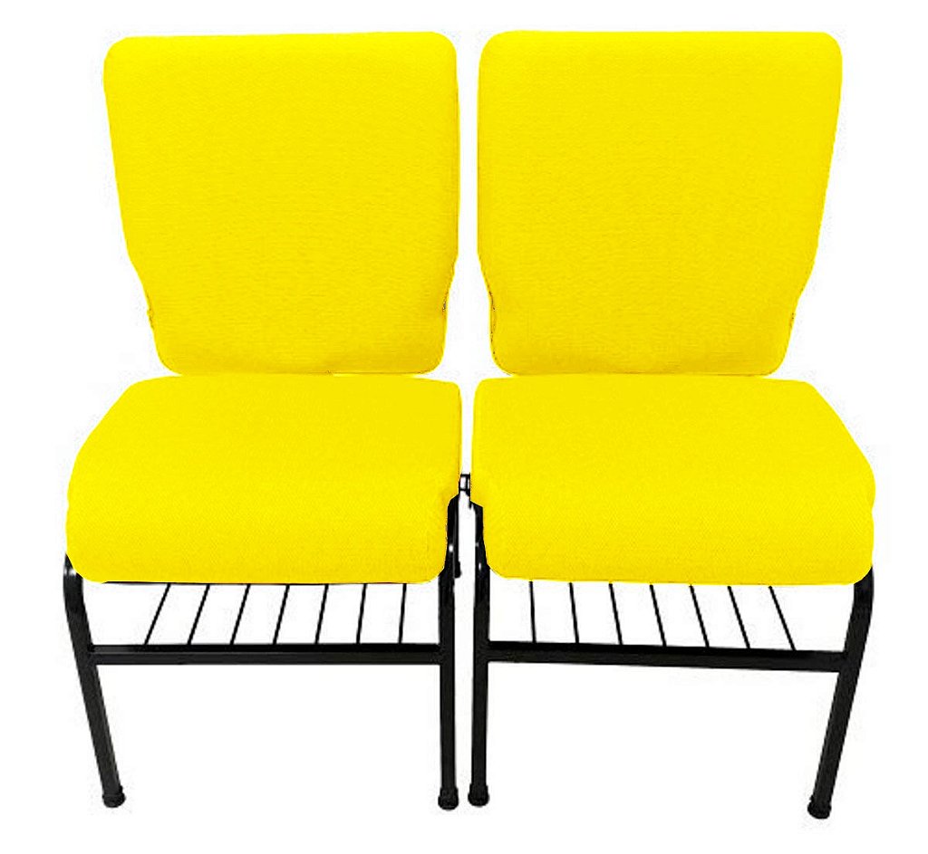 02 Cadeiras para Igrejas c/ Porta Biblía e Porta Cálice Amarelo