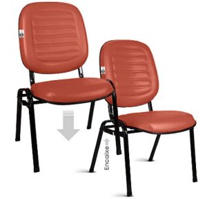 02 Cadeiras Empilhável para Igrejas Evangélicas Linha Holy Vermelho