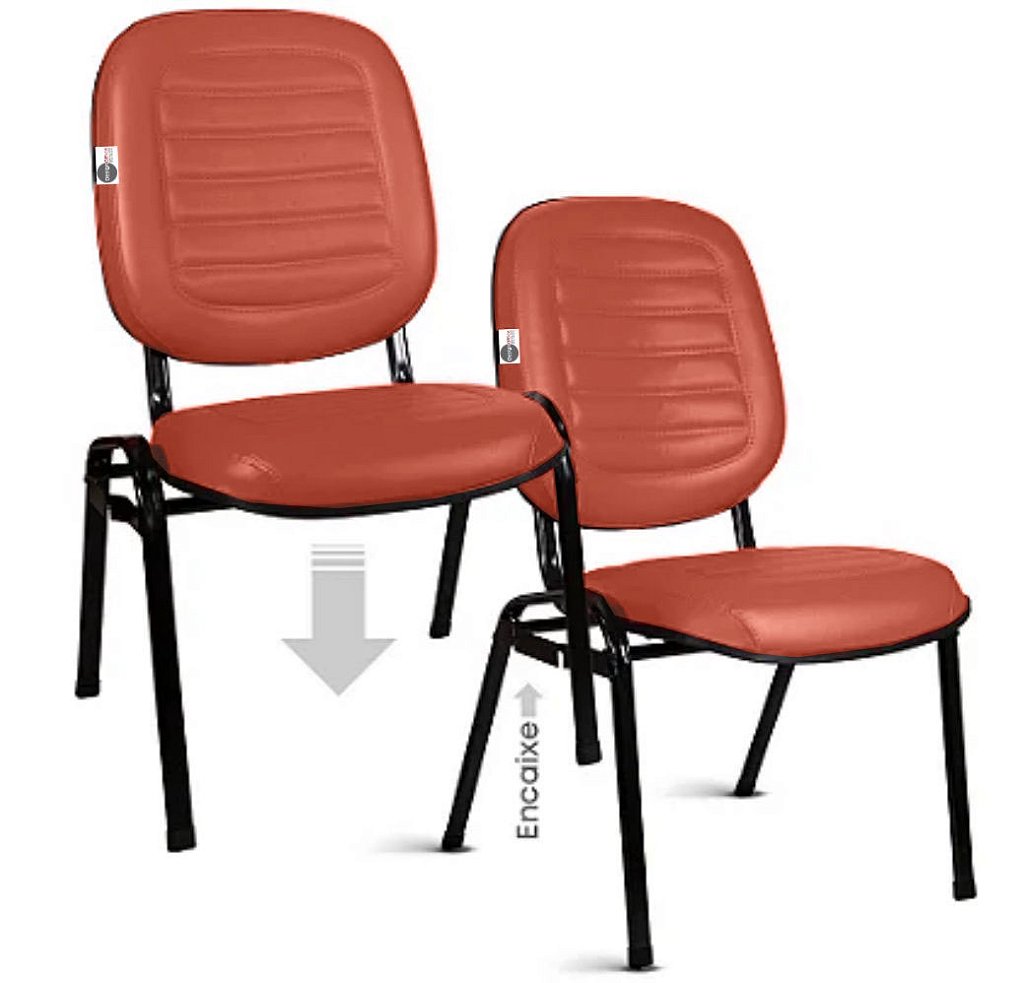 02 Cadeiras Empilhável para Igrejas Evangélicas Linha Holy Vermelho