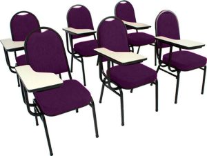 Kit com 6 Cadeiras Universitária para Auditórios Linha Hotel Roxo