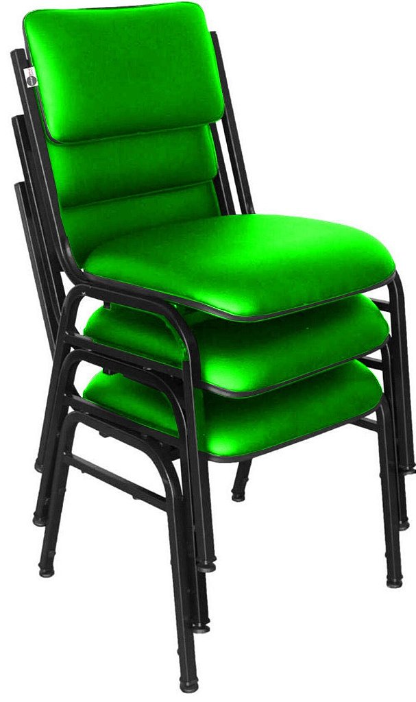 Kit com 3 Cadeiras para Auditórios Linha Hotel Smart Verde
