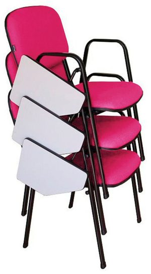 03 Cadeiras Escolar Universitária Linha Hotel Auditório Rosa