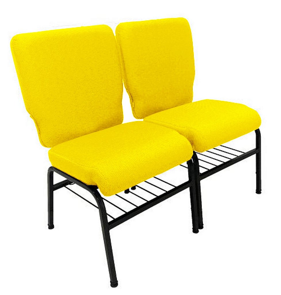 02 Cadeiras para Igrejas c/ Porta Biblía e Porta Cálice Amarelo - Imagem 2