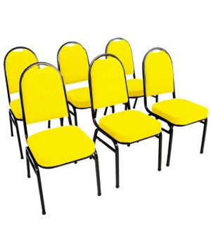 Kit com 6 Cadeiras para Auditórios Linha Hotel Amarelo