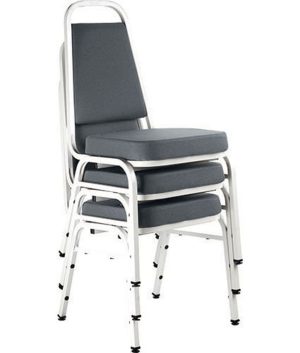 Kit com 3 Cadeiras Empilháveis Linha Hotel Plus Cinza
