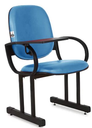 01 Cadeira Escolar para Auditório e Escolas com Prancheta Linha Dallas Auditório Azul