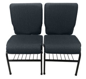 02 Cadeiras para Igrejas c/ Porta Biblía e Porta Cálice Cinza