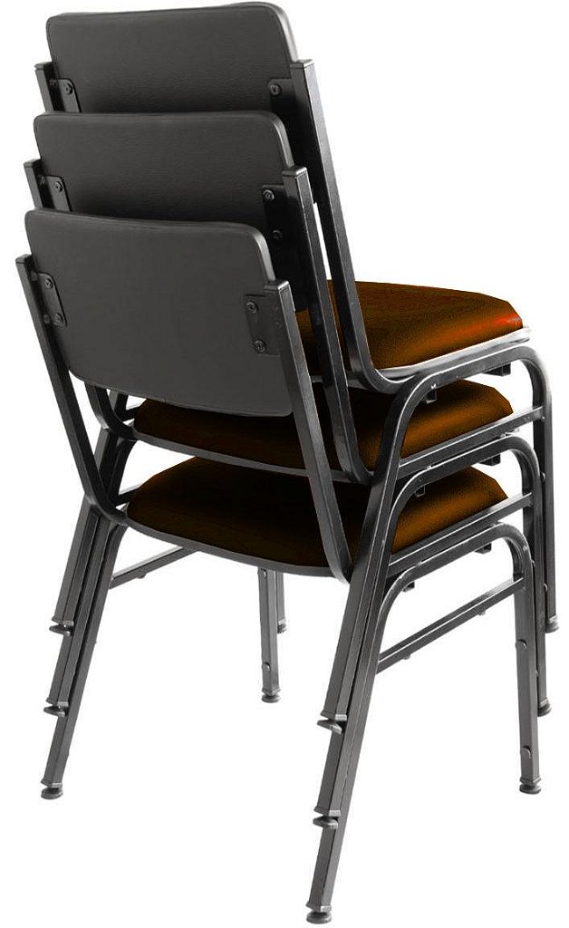 Kit com 3 Cadeiras para Auditórios Linha Hotel Smart Marrom - Imagem 2