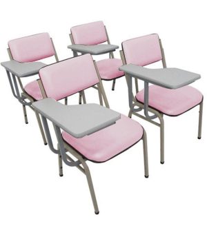 Kit com 4 Cadeiras Escolar Universitária para Auditórios Linha Hotel Smart Rosa