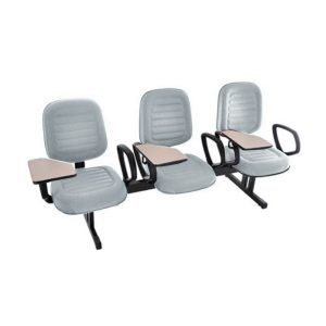 Cadeira Escolar Universitária em Longarina com prancheta para Escolas e Faculdades Linha Blenda Cinza