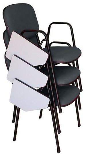 03 Cadeiras Escolar Universitária Linha Hotel Auditório Cinza