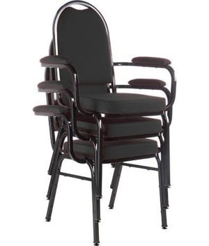 Kit com 3 Cadeiras para Auditório Linha Hotel Preto