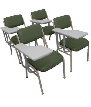 Kit com 4 Cadeiras Escolar Universitária para Auditórios Linha Hotel Smart Verde