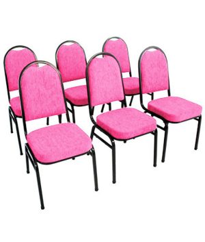 Kit com 6 Cadeiras para Auditórios Linha Hotel Rosa