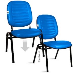 02 Cadeiras Empilhável para Igrejas Evangélicas Linha Holy Azul