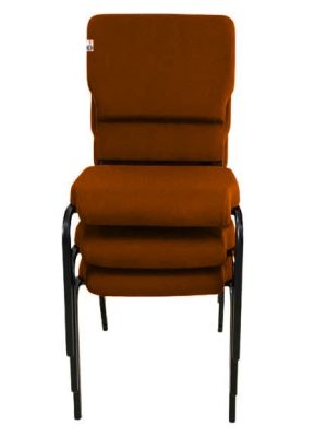 03 Cadeiras Empilhável para Igrejas Evangélicas Linha Church Marrom