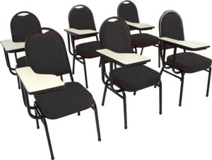 Kit com 6 Cadeiras Universitária para Auditórios Linha Hotel Preto