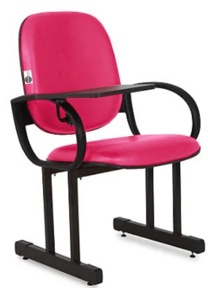 01 Cadeira Escolar para Auditório e Escolas com Prancheta Linha Dallas Auditório Rosa