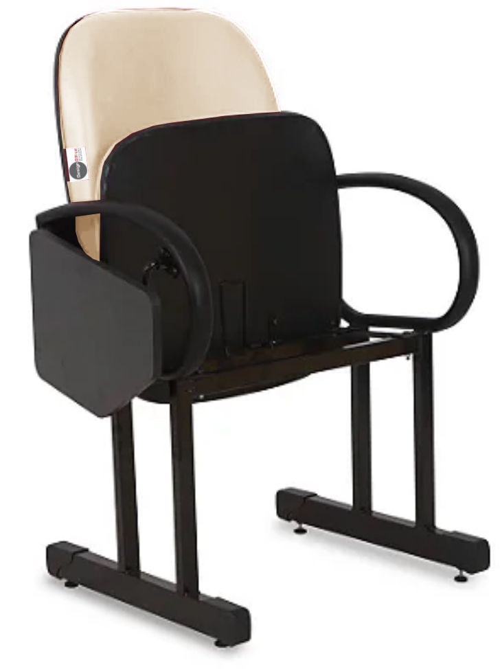 02 Cadeiras Escolar para Auditório e Escolas com Prancheta Linha Dallas Auditório Bege - Imagem 5