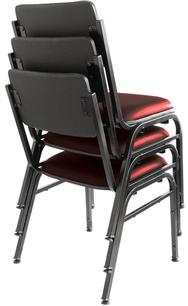Kit com 3 Cadeiras para Auditórios Linha Hotel Smart Vermelho - Imagem 2