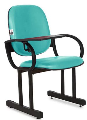 01 Cadeira Escolar para Auditório e Escolas com Prancheta Linha Dallas Auditório Verde