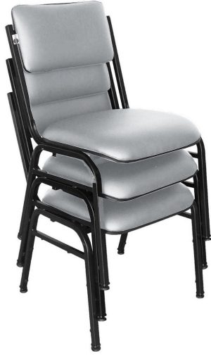 Kit com 3 Cadeiras para Auditórios Linha Hotel Smart Cinza