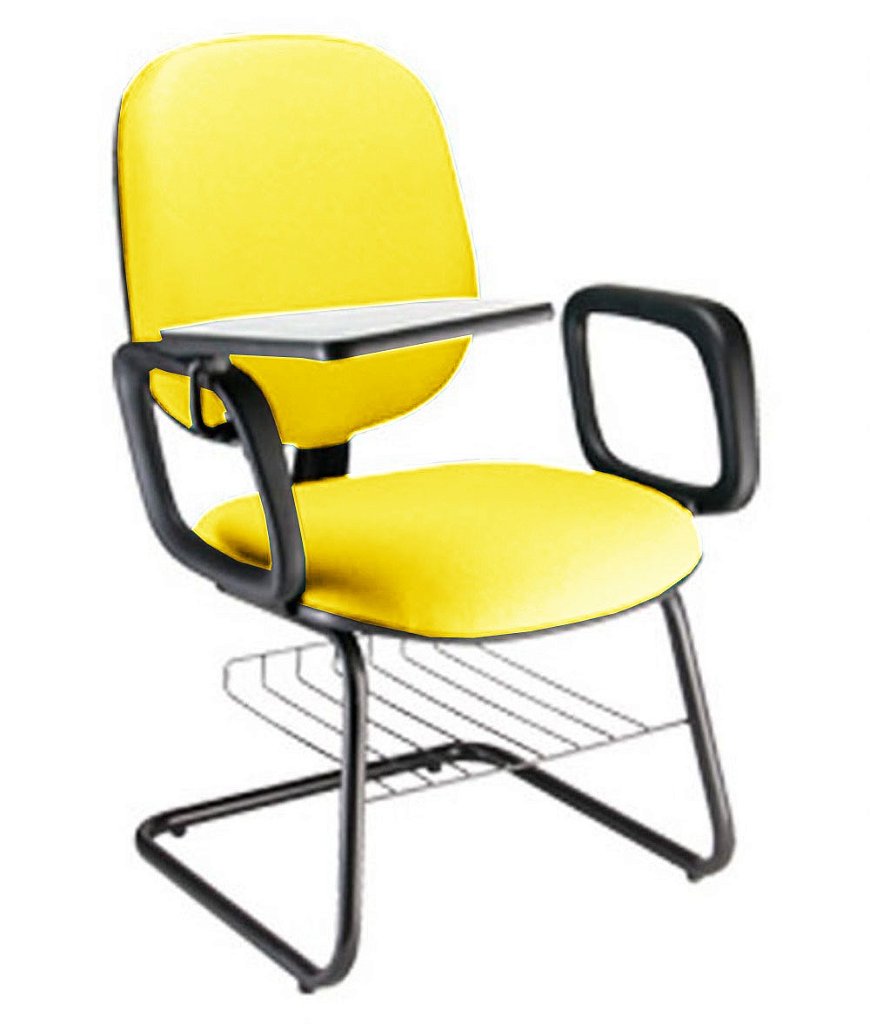 Cadeira Escolar Universitária com prancheta para Escolas Linha Uno Amarelo