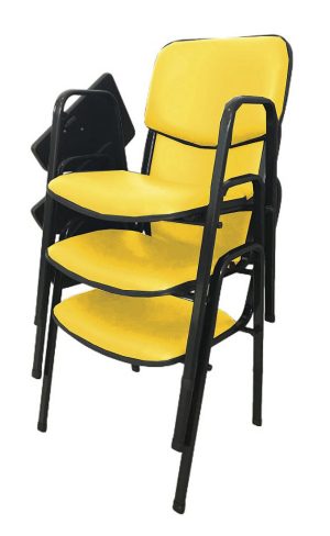 03 Cadeiras Escolar Universitária Linha Hotel Auditório Amarelo