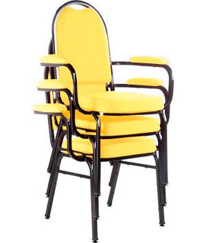 Kit com 3 Cadeiras para Auditório Linha Hotel Amarelo