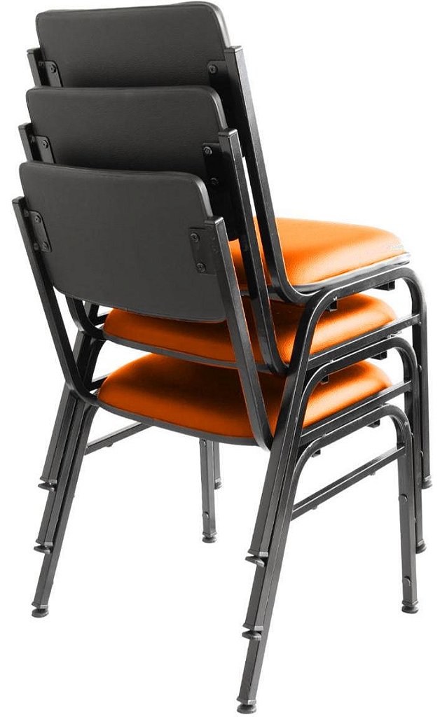 Kit com 3 Cadeiras para Auditórios Linha Hotel Smart Laranja - Imagem 2