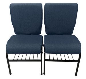 02 Cadeiras para Igrejas c/ Porta Biblía e Porta Cálice Azul