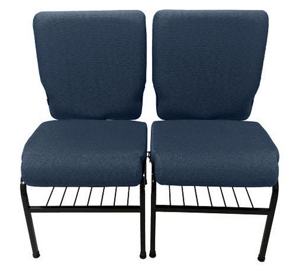 02 Cadeiras para Igrejas c/ Porta Biblía e Porta Cálice Azul