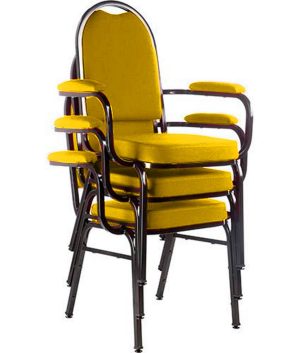 Kit com 3 Cadeiras para Auditório Linha Hotel Amarelo