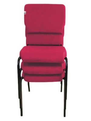 03 Cadeiras Empilhável para Igrejas Evangélicas Linha Church Rosa