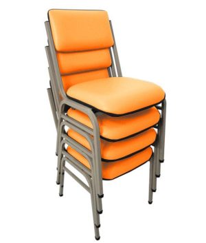 Kit com 4 Cadeiras para Auditórios Linha Hotel Smart Laranja