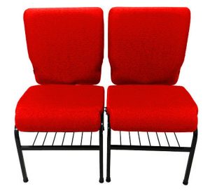 02 Cadeiras para Igrejas c/ Porta Biblía e Porta Cálice Vermelho