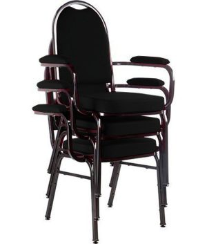 Kit com 3 Cadeiras para Auditório Linha Hotel Preto