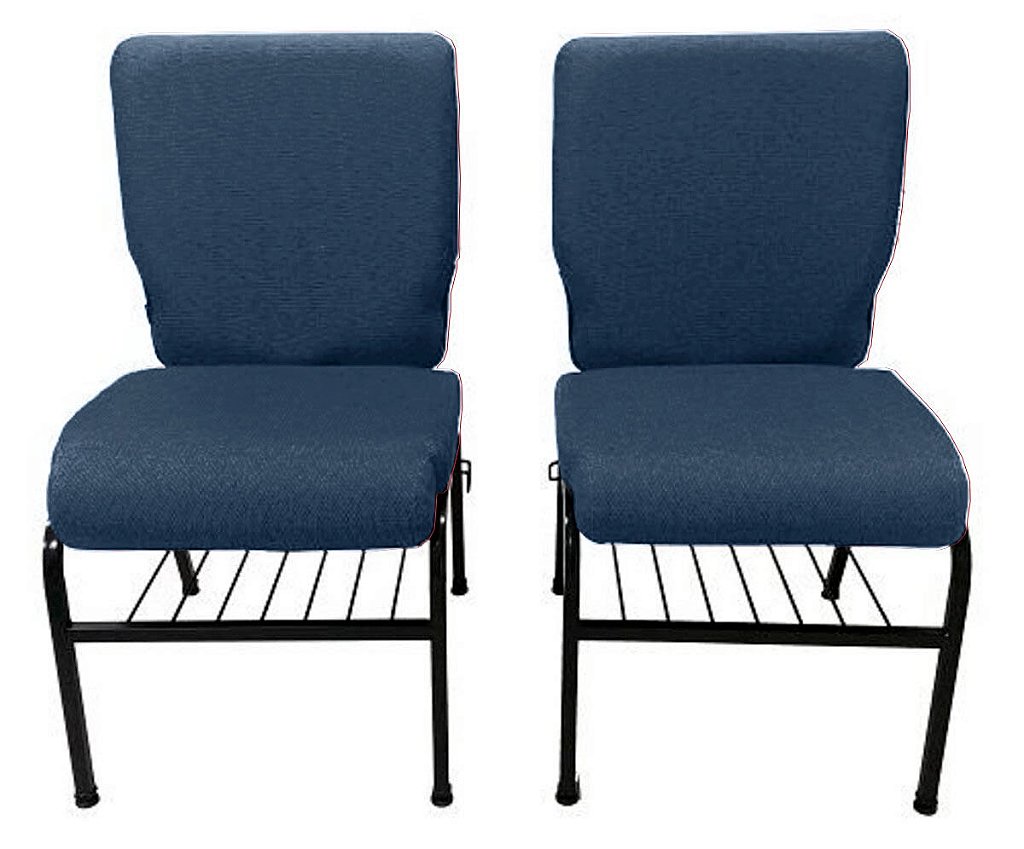 02 Cadeiras para Igrejas c/ Porta Biblía e Porta Cálice Azul - Imagem 4