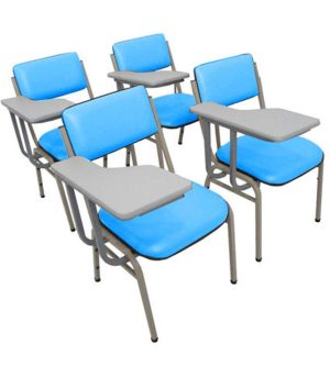 Kit com 4 Cadeiras Escolar Universitária para Auditórios Linha Hotel Smart Azul