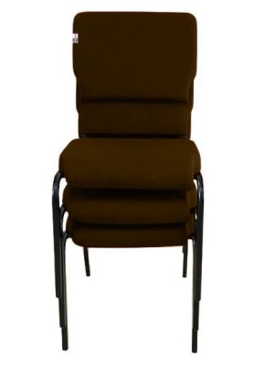 03 Cadeiras Empilhável para Igrejas Evangélicas Linha Church Marrom