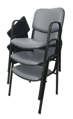 03 Cadeiras Escolar Universitária Linha Hotel Auditório Cinza
