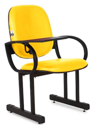 01 Cadeira Escolar para Auditório com Prancheta Linha Dallas Auditório Amarelo