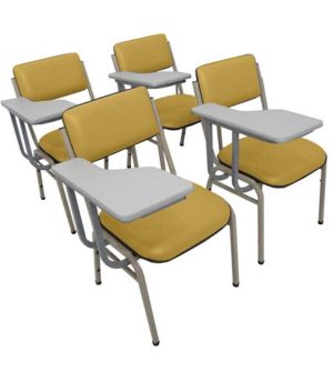 Kit com 4 Cadeiras Escolar Universitária para Auditórios Linha Hotel Smart Amarelo
