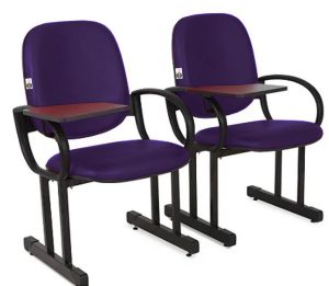 02 Cadeiras Escolar para Auditório e Escolas com Prancheta Linha Dallas Auditório Roxo