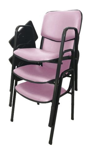 03 Cadeiras Escolar Universitária Linha Hotel Auditório Rosa